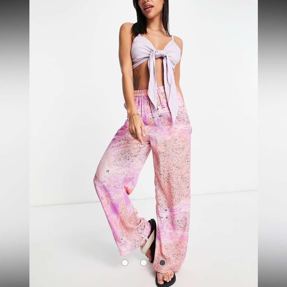 & Other Stories ASOS Marble Print Pants in Multi color Eur 32 100% Viscose